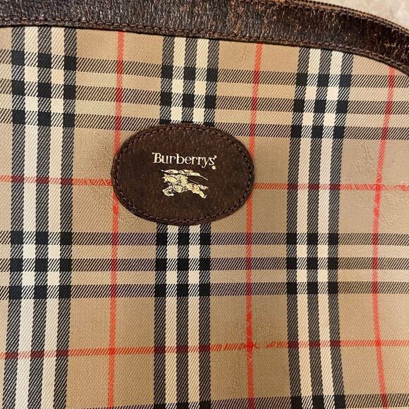 Vintage Burberrys’ cosmetic or travel pouch nova check beige /brown plaid - Picture 12 of 12